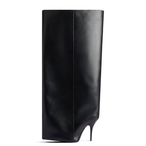 Botas altas de mujer con parte superior ancha y acolchada, botines largos con tacón de aguja, zapatos de mezclilla para escenario - Product Image 6