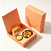 Caja de Comida Kraft Desechable para Llevar, Reciclable, Hecha a Mano, Caja de Papel para Papas Fritas, Empaque de Alimentos, Caja Bento Personalizada para Salsas