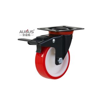 ล้อเลื่อนอุตสาหกรรมขนาด 3/4/5/6/8 นิ้ว สีแดง ผลิตจาก PP/PVC ราคาโรงงาน ราคาถูกจากจีน - Product Image 5