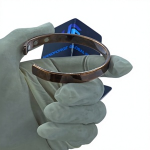 Vintage <b>Copper</b> Alloy Magnetic Adjustable Geometric Cuff <b>Bangle</b> for Unisex Arthritis Pain Relief with Antique <b>Copper</b> Plating - Product Image 6