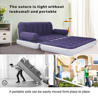 Sofá Cama Inflable 5 en 1, Moderno, Reclinable, Multifuncional, de PVC Azul, Doble Revestimiento, Plegable, para 2 Personas, para Dormitorio o Exterior