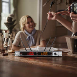 RUOCA Microphone sans fil UHF professionnel à double cardioïde longue portée Diversity PLL OK System FM Modulation Microphone - Product Image 4