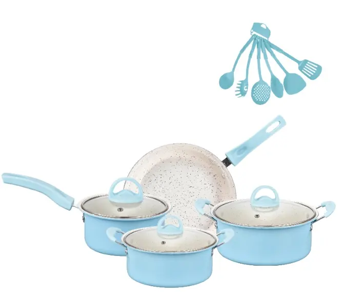 Nieuw Product 13 Stuk Ijzeren Pot Set 13 Stuks Non-Stick Pot Marmeren Kookgerei Set Marmeren Kookpot