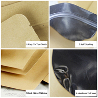 Sacs en papier kraft brun recyclé avec fermeture éclair en feuille d'ammonium et trois soudures latérales pour l'emballage de graines, de grains de café, de thé et d'aliments secs - Vente en gros