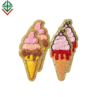 Appliques en chenille autocollantes pour gâteaux, motifs mignons à repasser, motifs de crème glacée