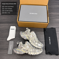 Chaussures de marche de luxe pour hommes et femmes, nouvelle collection, en maille synthétique beige délavée, avec multiples sangles et baskets segmentées