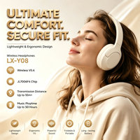 Casque sans fil ANC supra-auriculaire avec indicateur de batterie LED détachable, étanchéité IPX-4, commandes tactiles et bandeau en silicone flexible