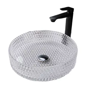 Luxus Italien Stil Design künstlerische Kristallglas Waschbecken Glasgefäß Waschbecken Waschbecken