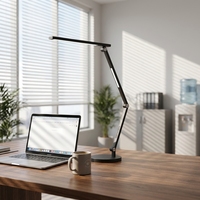 Lampe de bureau LED à bras articulé en aluminium, gradation progressive, 3 températures de couleur, lampe de lecture douce pour les yeux, pour le bureau, la maison, l'étude