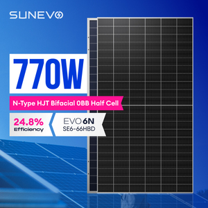 แผงโซลาร์เซลล์แบบสองหน้า N-Type HJT คุณภาพระดับ Tier 1 กำลังไฟ 700W-770W รับประกัน 30 ปี ระบบโซลาร์เซลล์ขนาดใหญ่สำหรับใช้งานเชิงพาณิชย์ - Product Image 1