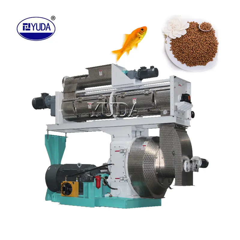 YUDA produsen mesin pembuat pelet umpan ikan 3-10mm mesin pengolahan umpan hewan pembuatan pelet
