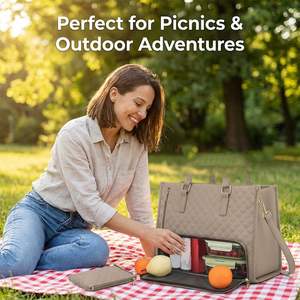 <span class=keywords><strong>Sac</strong></span> <span class=keywords><strong>isotherme</strong></span> de pique-nique 3 en 1 en cuir PU matelassé, imperméable, tendance, avec bandoulière, pour <span class=keywords><strong>femme</strong></span>, <span class=keywords><strong>sac</strong></span> à main pour ordinateur portable - Product Image 3