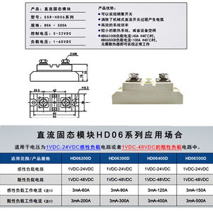 รีเลย์โซลิดสเตตอุตสาหกรรม SSR HD06100D HD0680D HD06120D HD06150D 24VDC ควบคุมด้วยไฟ DC 80A 100A 120A 150A 200A 300A 400A 500A - Product Image 4