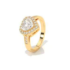 Anillo Solitario Aarinya para Mujer, con Diamante Cultivado en Laboratorio, Corte Corazón, Oro de 18K, Halo Festoneado, Certificado IGI - Product Image 4