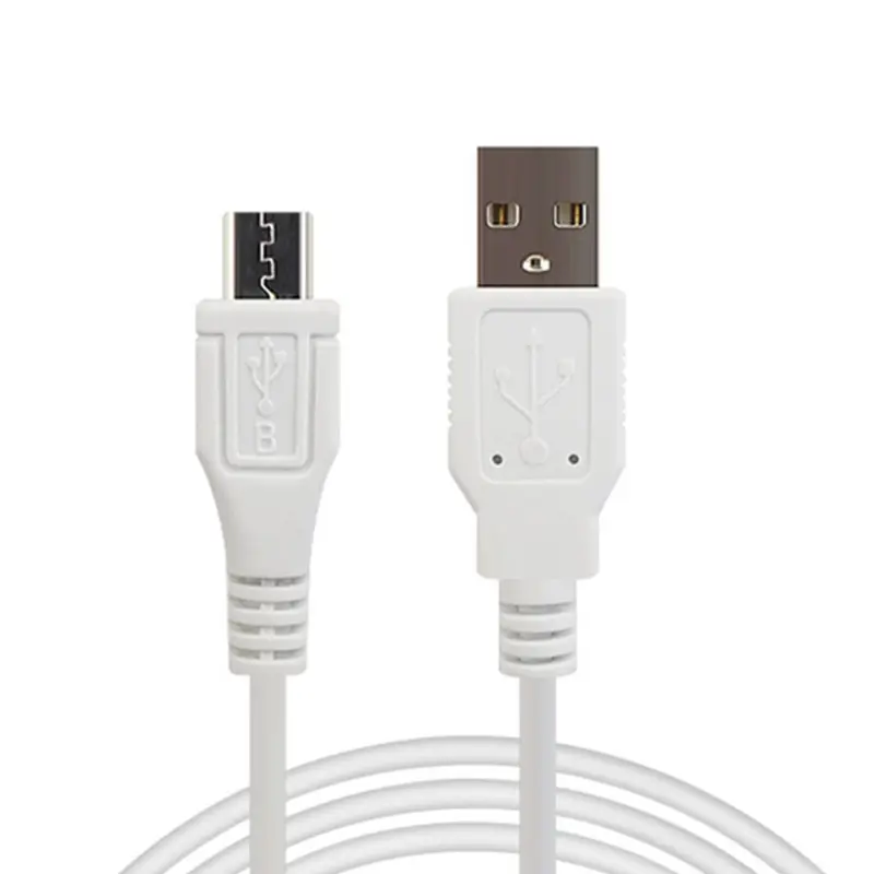 Cabo do carregador do usb 2.0 para v8, fio branco do carregador de dados do micro usb