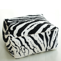 Pouf moderne à faux pouf imprimé zèbre, tabouret à un siège écologique et durable pour se reposer, lire et jouer