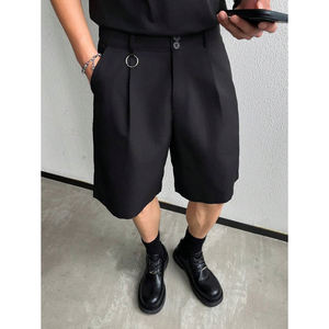 <span class=keywords><strong>Bermuda</strong></span> Estivi da Uomo Casual a Vita Alta, Anti-Piega, Tessuto Solido, Nuovi, Larghi, Gamba Dritta, Traspiranti - Product Image 4