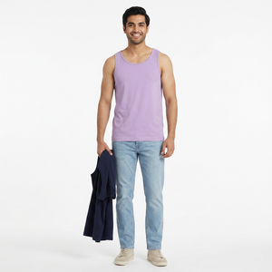 Camiseta sin Mangas Personalizada con Logotipo Barata para Hombre, Camiseta Deportiva Ajustada sin Mangas para Hombre, Ropa de Tela Personalizada para Hombre - Product Image 1