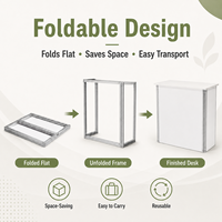 TIANYU Bureau d'accueil pliable moderne en aluminium, vitrine d'exposition pour salon professionnel avec plateau en granit, emballage inclus