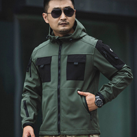 Gran oferta, chaqueta táctica gruesa para hombre, con capucha, impermeable, cálida, al aire libre para senderismo, abrigo de concha para actividades de primavera y otoño