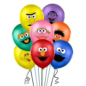 12英寸芝麻街广场埃尔莫卡通人物印刷圆形乳胶气球儿童生日