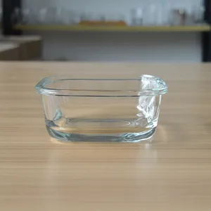 High quality 450ml square glass bowl with lid for salad/ breakfast food/picnic food