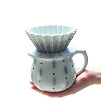 Cafetière et support de filtre à café en céramique peints à la main Tianqing Ziyun, design origami, directement de l'usine