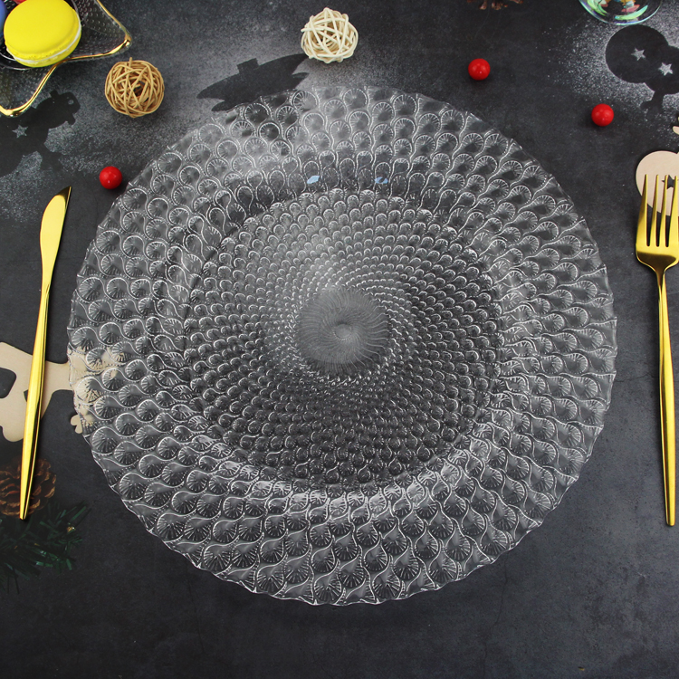 จานชาร์จแก้วใส Bubble Glass