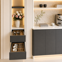 Buffet moderne de luxe sur mesure en bois massif écologique avec éclairage LED intégré pour salle à manger et cuisine