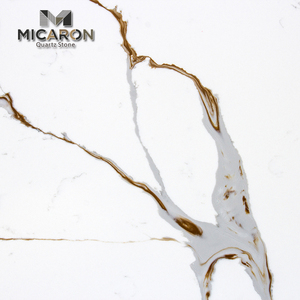 Dalle <span class=keywords><strong>de</strong></span> <span class=keywords><strong>quartz</strong></span> premium Calacatta Gold Vein 3200x1600mm, aspect marbre blanc, pierre technique pour îlot <span class=keywords><strong>de</strong></span> salle <span class=keywords><strong>de</strong></span> bain cascade - Product Image 4
