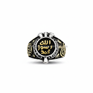 925K Sterling <b>Silver</b> Art Allah Rasul Muhammad Ottoman Coat of Arms Ottoman Tugra <b>Men</b> <b>Ring</b> - Product Image 2