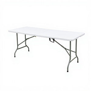 Mesa Plegable de Alta Calidad de 1.8 m de HDPE, Blanca, Económica, para Fiestas, Jardín, Exterior, Rectangular, de 6 pies - Product Image 1