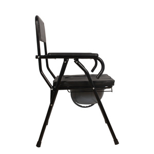 Foldable Commode <b>Chair</b> With Backrest And <b>Padded</b> Seat For Elderly And Adults Hospital Use - Product Image 2