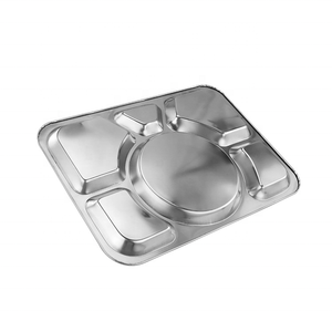 High Quality <strong>Eating</strong> Plate 6 Compartment Stainless Steel Rectangle Dinner Food Plate for Home Hotel - Product Image 3