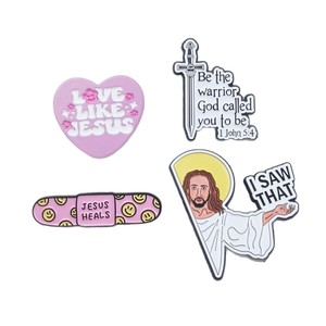 Venta al por mayor Spot Jesus Lapel Esmalte Pin Jesus Heals Esmalte Pin de solapa Fabricante Venta al por mayor Jesus Quotes Broche Pins de solapa - Product Image 1