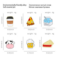 Venta Directa de Fábrica, Pines de Metal con Diseño de Dibujos Animados, Pines de Esmalte Suave al por Mayor con Diseño de Leche, Comida, Pan, Café, Pines Personalizados para Solapa