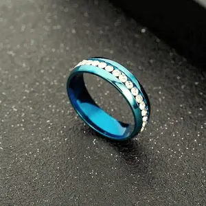 Hot Selling Couple Ring Stainless Steel Dainty Shiny Diamond Multi Color Ring Jewelry for Women