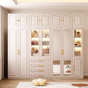 Luxury Built-in <strong>Closet</strong> LED Lighting Customizable Bedroom Storage Wardrobe with Hanging Rods Drawers Large Organizer Cabinet - Product Image 4