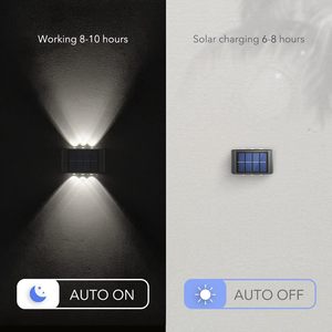 Crepuscolo all'alba al di fuori del muro rondella scala piano di <span class=keywords><strong>illuminazione</strong></span> recinzione luce su e giù LED giardino impermeabile da esterno solare da parete - Product Image 3