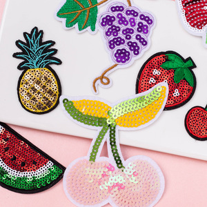 Thiết Kế Sáng Tạo Thực Phẩm Vá Sắt Trên Thêu Rau Trái Cây Sequins Vá Cho Trẻ Em Quần Áo - Product Image 4