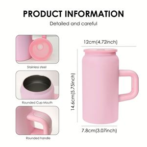 Nouveau Gobelet Isotherme de 16 oz avec Poignée, Double Paroi en Acier Inoxydable, Pack Mixte 5 Couleurs, Vente en Gros - Product Image 2
