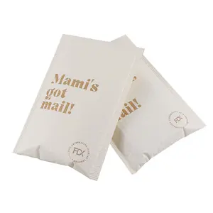 Sobres acolchados para ropa, sobres de crema ecológico de alta resistencia con logotipo dorado, color marfil - Product Image 1