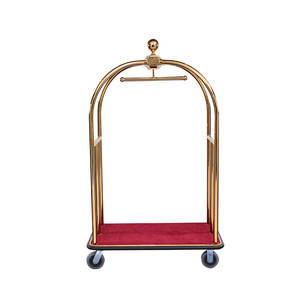 होटल के लिए उच्च अंत स्टेनलेस स्टील बर्डकेज कार्ट होटल सोने के भारी शुल्क सामान ट्रॉली लॉबी सुविधाएं - Product Image 4