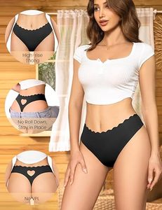 Slip a <span class=keywords><strong>Perizoma</strong></span> Senza Cuciture Traspiranti per Donne, Invisibili con Vita Ondulata, Morbidi e con Taglio a Cuore - Product Image 2