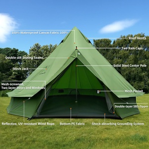 Grande tente de camping familiale gonflable de luxe, portable, double couche, PVC Oxford, imperméable, automatique, deux chambres - Product Image 3