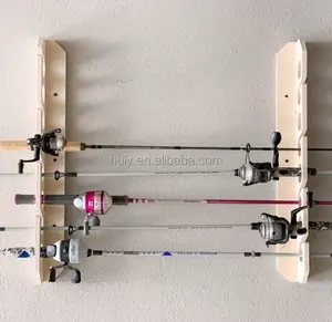 사용자 정의 8 슬롯 낚싯대 홀더 나무 벽 낚싯대 랙