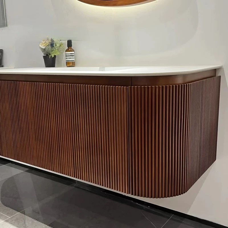 wall hung vanity narrow oak