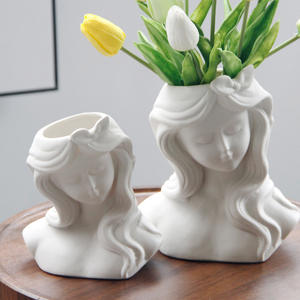 Vase de jardinière en céramique pour <span class=keywords><strong>femme</strong></span>, figurine nordique, blanc, <span class=keywords><strong>buste</strong></span>, porcelaine, Arrangement de fleurs, Vase pour le corps humain, pour la décoration de la maison - Product Image 3