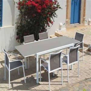Mobilier d'extérieur <span class=keywords><strong>Table</strong></span> à rallonge en <span class=keywords><strong>aluminium</strong></span> pour <span class=keywords><strong>12</strong></span> <span class=keywords><strong>personnes</strong></span> Plateau en verre - Product Image 1