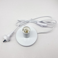 Cordon d'alimentation pour éclairage certifié SAA, vente en gros d'usine, avec vis métalliques, fil tressé en tissu blanc, prise AU et base de lampe de table